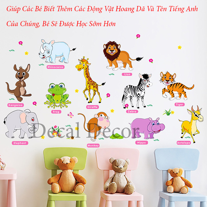 Decal trang trí dán tường hình thú cho bé - Giấy dán tường trang trí phòng cho bé - Decal trang trí nhà cửa