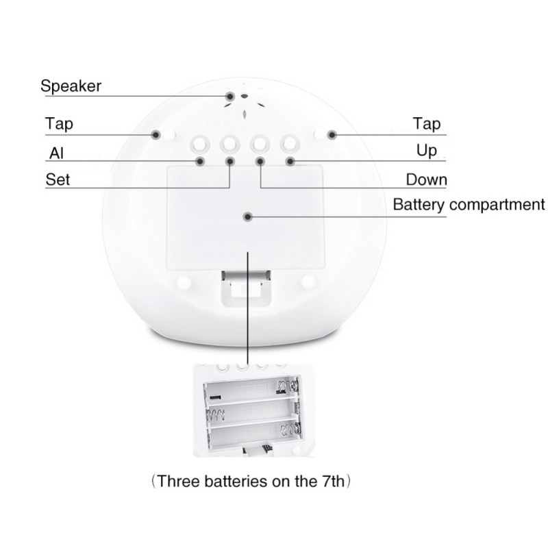 Đồng hồ báo thức, đo nhiệt độ đèn LED đổi 7 màu