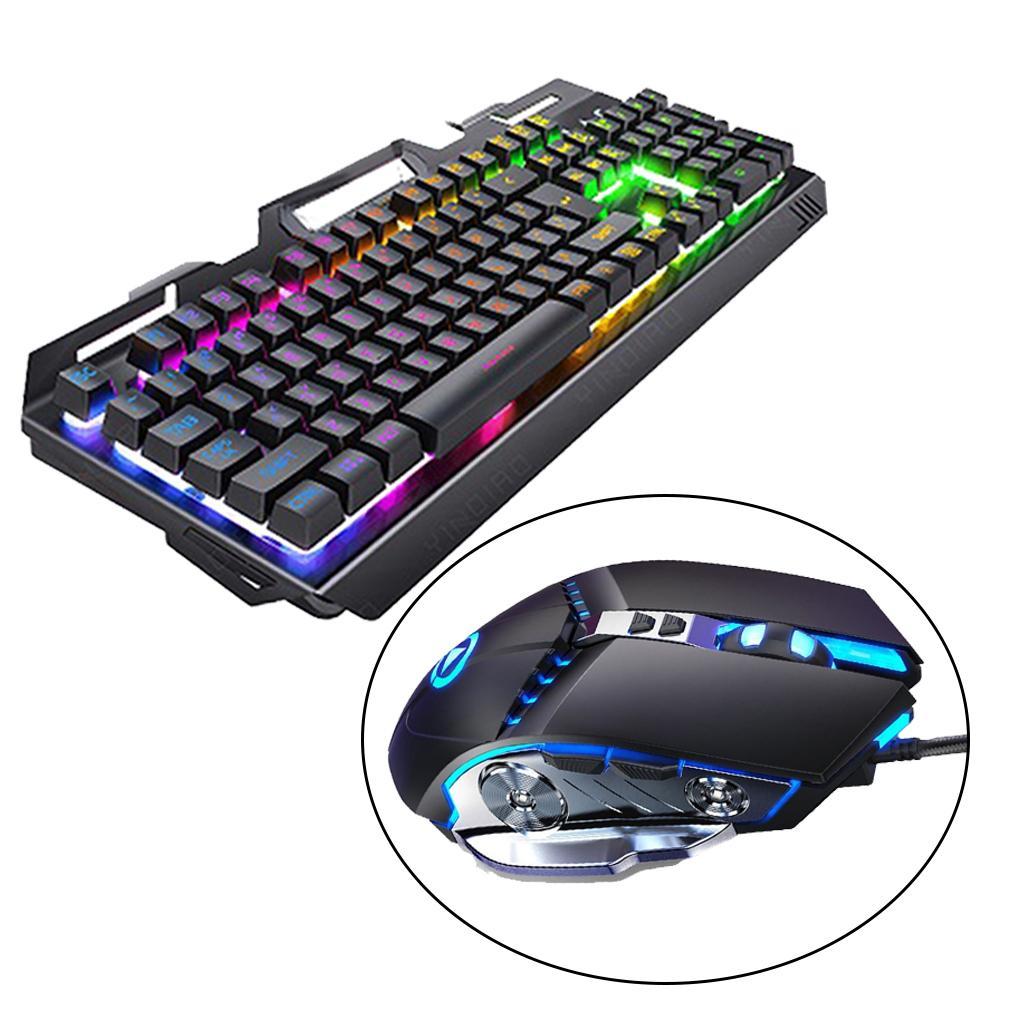 Wired Gaming Keyboard and Mouse 3200 DPI for Windows PC Gamers Set A