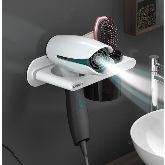 Giá Để Máy Sấy Tóc, Kệ Treo Máy Sấy Kèm Cốc Đựng Đồ Tiện Ich