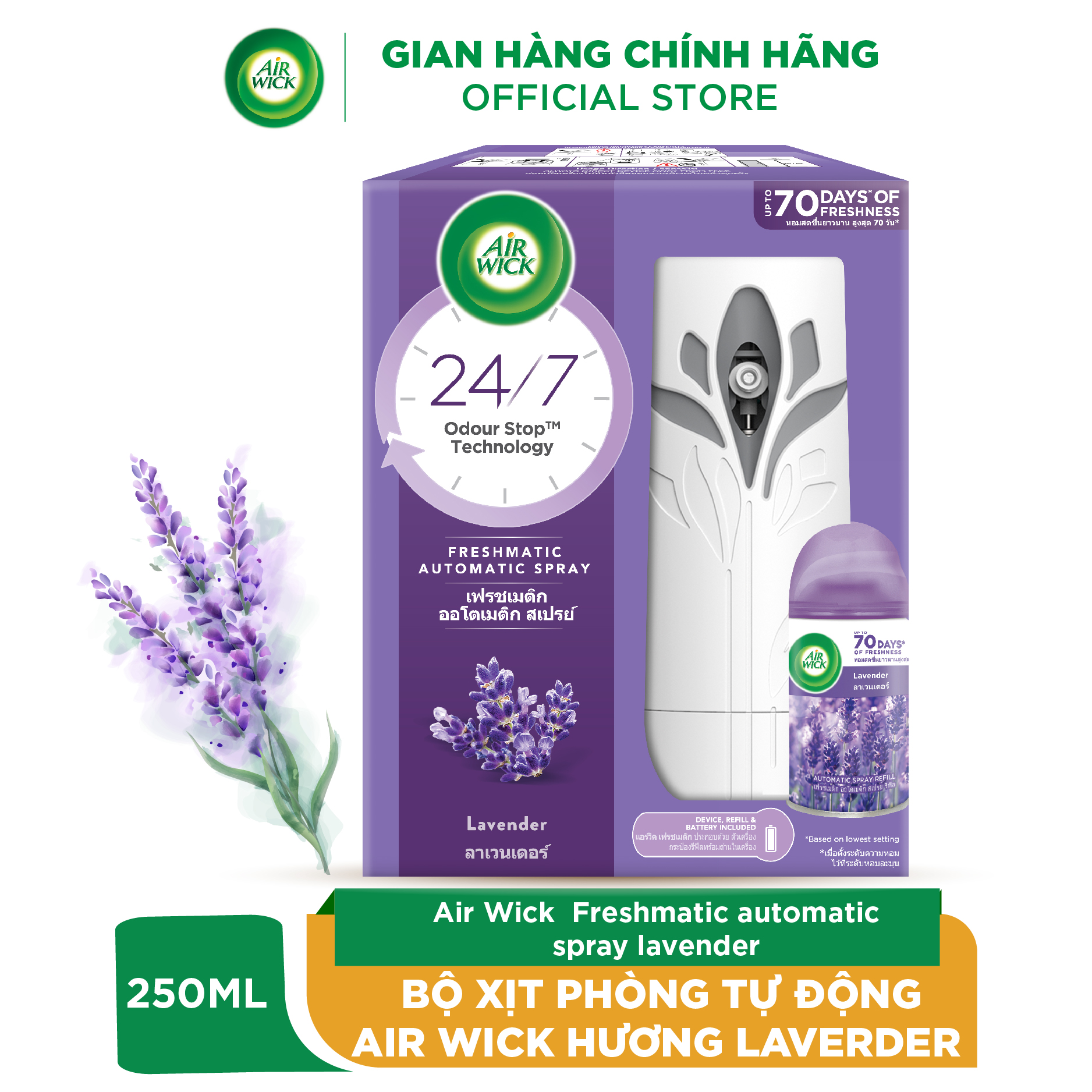 Bộ xịt phòng tự động Airwick - hương lavender