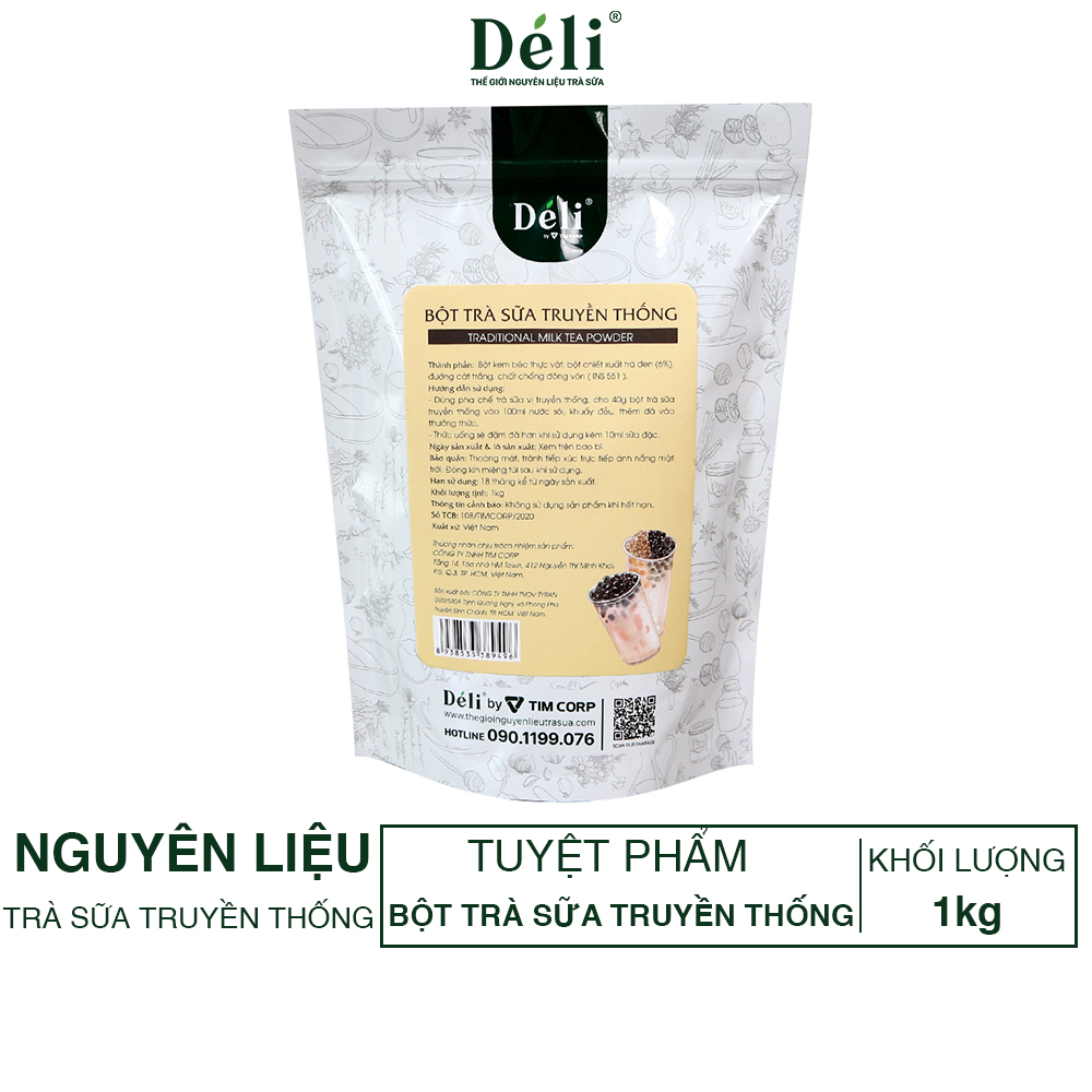 Hình ảnh Bột trà sữa truyền thống 3in1 Déli - 1kg ( 25 ly ) pha chế trà sữa tiện lợi, nhanh chóng