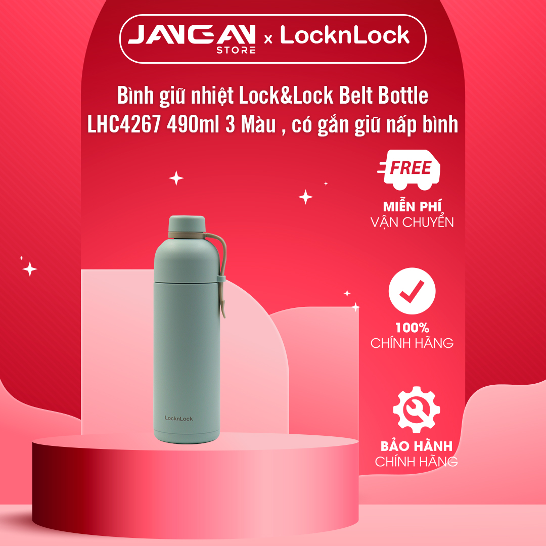 Bình giữ nhiệt Lock&amp;Lock LHC4267 Belt Bottle 490ml - Hàng Chính Hãng