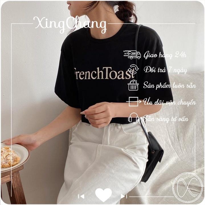 Áo thun nữ trắng basic, áo thun tay ngắn cao cấp XingChang nữ tính in FRENCH mã NXC23
