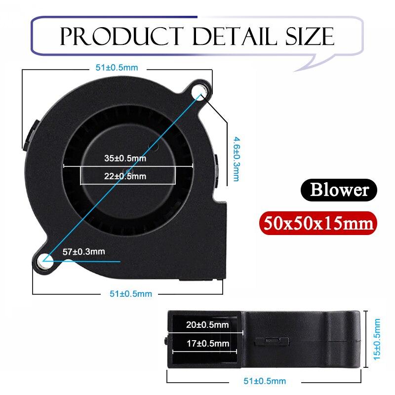 1Pcs Gdstime DC 12V Fan 50mmx50mmx15mm 50mm Dual Ball Bearing 3D Printer Cooler Fan 5CM 50x15mm Turbo Radial Blower Cooling Fan