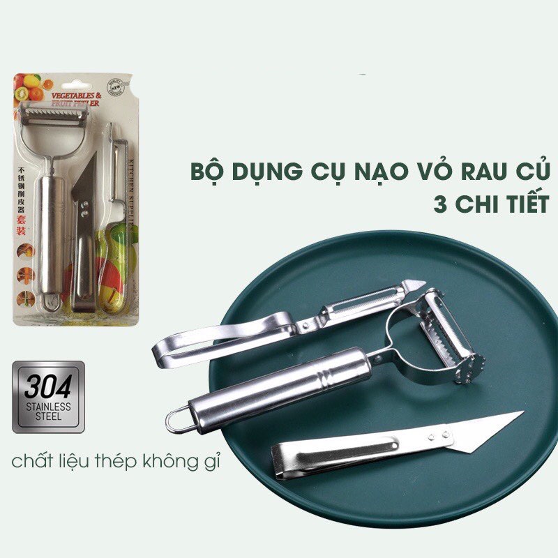 Dụng cụ nạo vỏ củ quả inox set 3 món