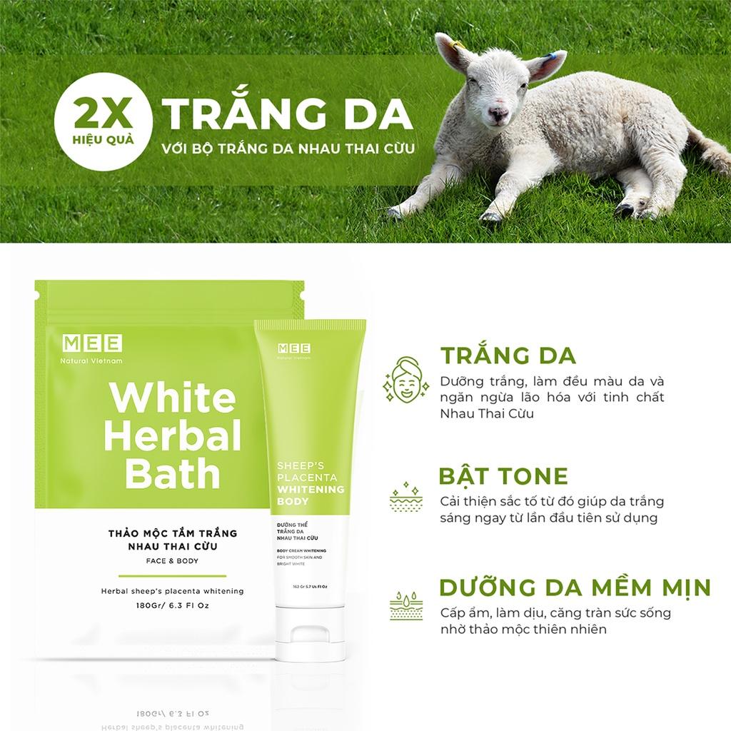 Bộ Trắng Da Nhau Thai Cừu Mee Natural - Tắm Trắng Thảo Mộc 180g + Dưỡng Thể Trắng Da 162g