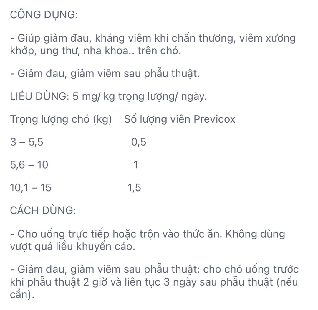 1 hộp Previcox giảm đau, kháng viêm trên chó (10 viên, 57mg/ viên) 