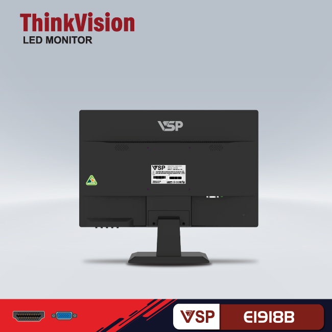 Màn hình máy tính 19inch Led Monitor E1918B (TN 75Hz 5Ms VGA HDMI) - Hàng chính hãng TECH VISION phân phối