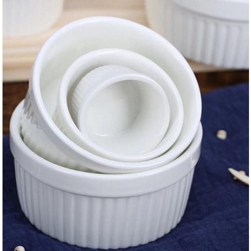 Chén Sứ Ramekin Sọc Đựng Gia Vị Cao Cấp Tròn