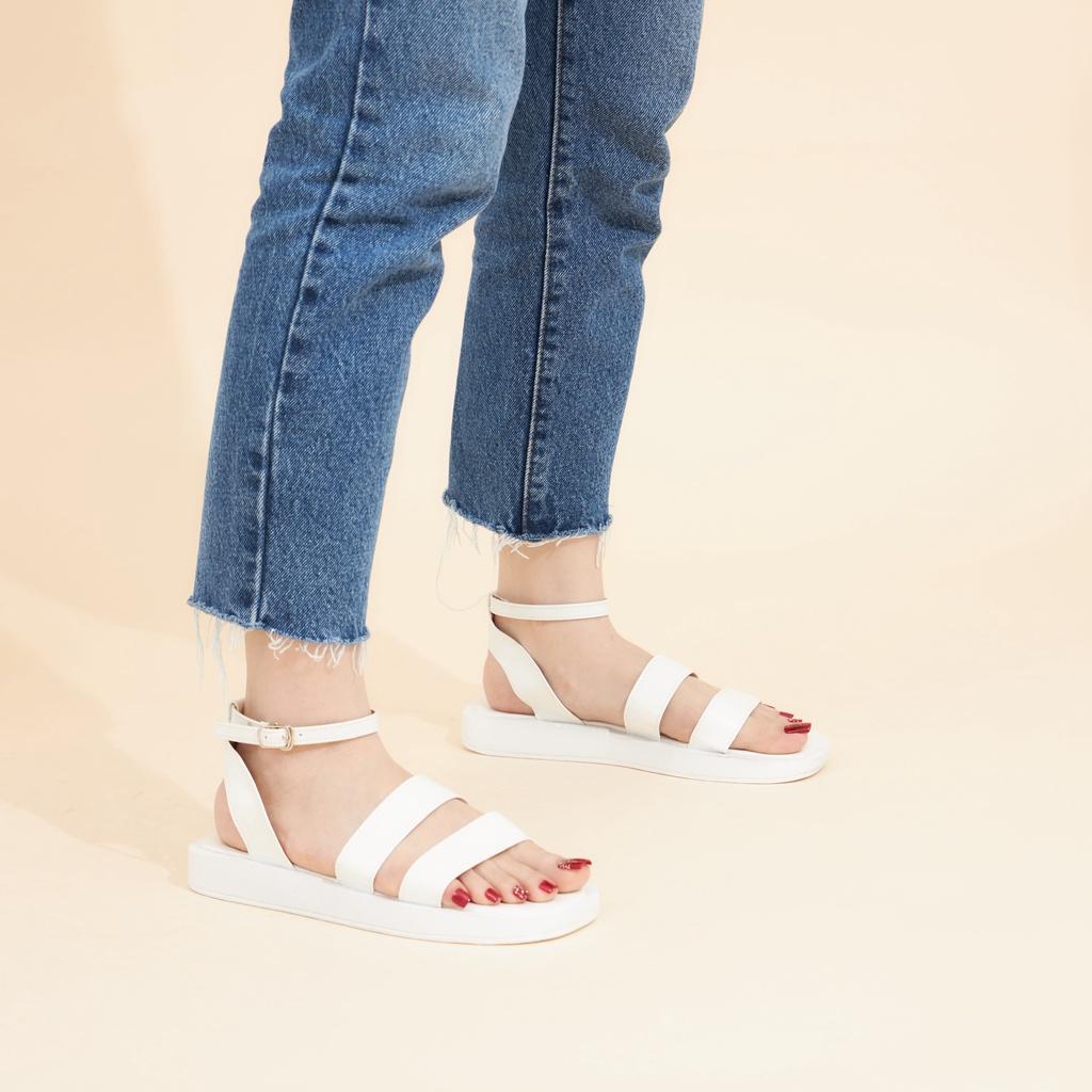 Giày Sandal Nữ MWC 2968 - Sandal Quai Kép Cao 3cm Siêu Hack Dáng Phối Khóa Lót Dán Thời Trang