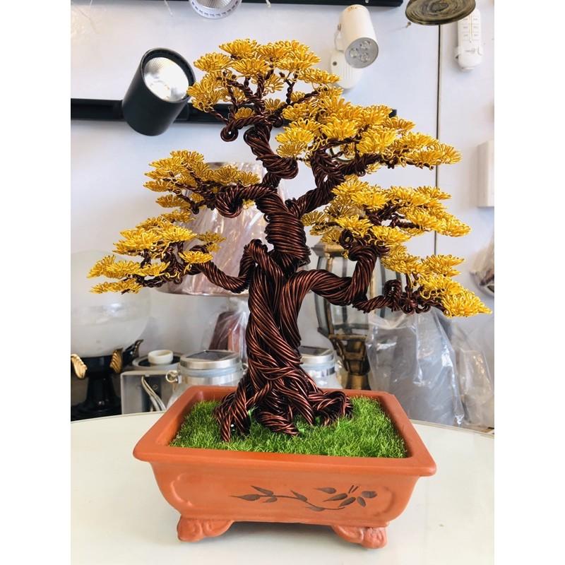 Bonsai handmade lá tùng, bonsai dây nhôm Guydecor BS01