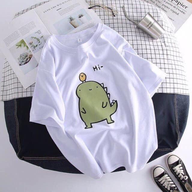 Áo phông form rộng tay lỡ unisex - Hi áo thun khủng long - Sỉ áo thun số lượng lớn