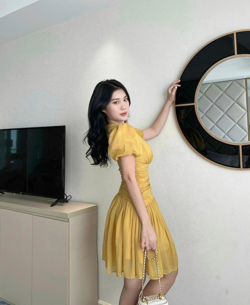 ĐẦM XÒE TƠ NHÍU EO TAY BÍ 12773