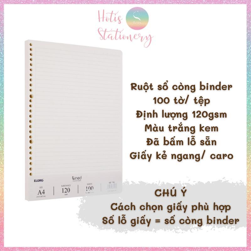 Ruột sổ còng, giấy refill binder KLong A5/B5/A4 120gsm - 100 tờ/ tệp