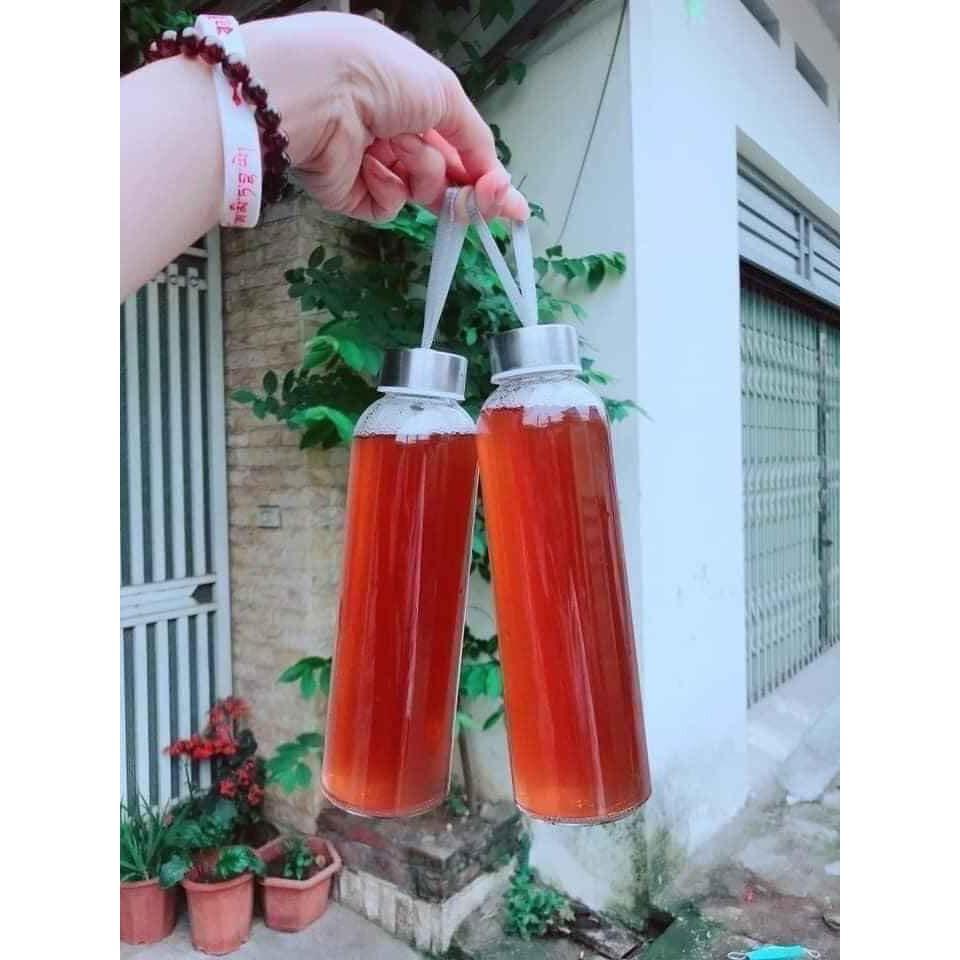 Bình nước thủy tinh 500ml có dây treo