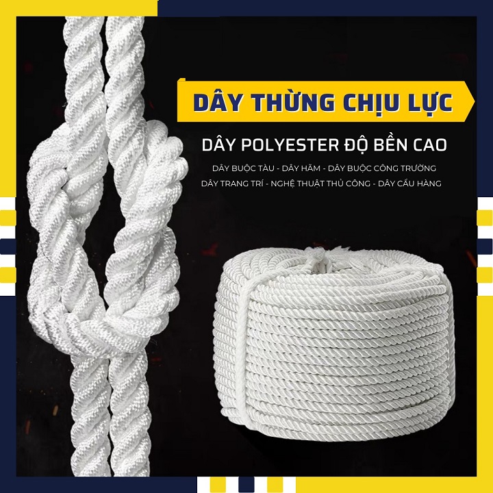 Cuận Dây thừng ,dây chạc dài 10 M nylon 6 li , 8 li bền dai dùng buộc tàu, công trường, nông nghiệp...