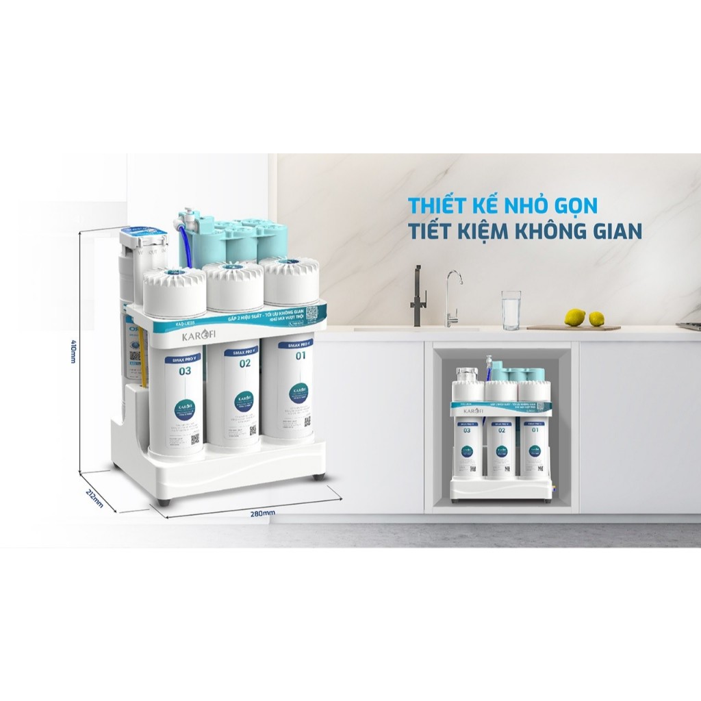 [ĐỘC QUYỀN ONLINE - TẶNG BỘ LÕI] Máy lọc nước RO để gầm Karofi KAQ-UE03 - hệ 10 lõi, Màng RO 50 GPD, Bảo hành 36 Tháng - Hàng chính hãng