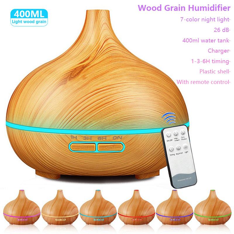 400Ml Tinh Máy Khuếch Tán Tinh Dầu Phun Sương Tạo Ẩm Không Khí Điều Khiển Từ Xa Nồi Cơm Điện Từ Máy Tạo Độ Ẩm Không Khí Với Hạt Gỗ Cho Văn Phòng Nhà