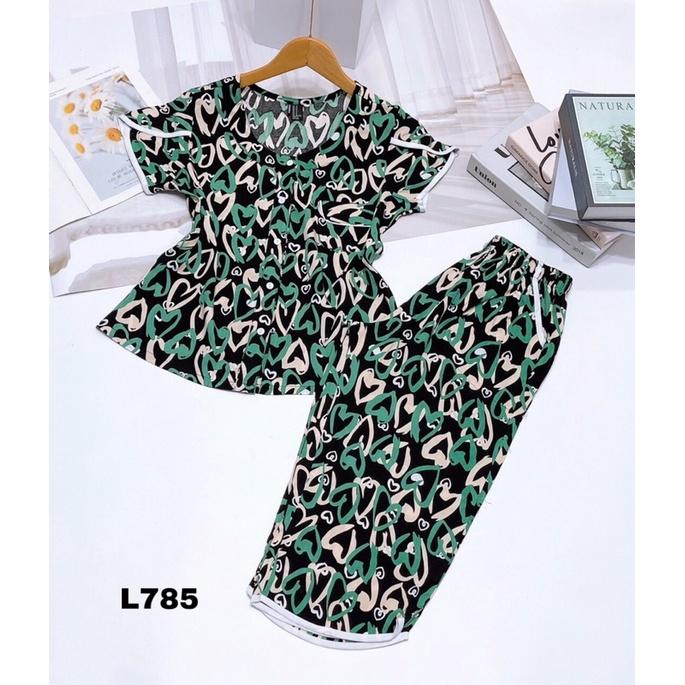Đồ Bộ Xinh Lửng Áo Cổ Tròn Tay Đắp Tole Lanh