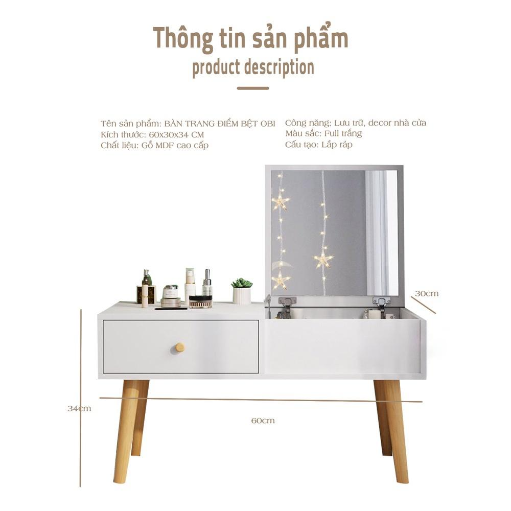 Bàn trang điểm mini ngồi bệt kèm gương sắp xếp mỹ phẩm gọn gàng hiện đại kiểu Hàn từ gỗ MDF, phủ Melamin chống xước ND06