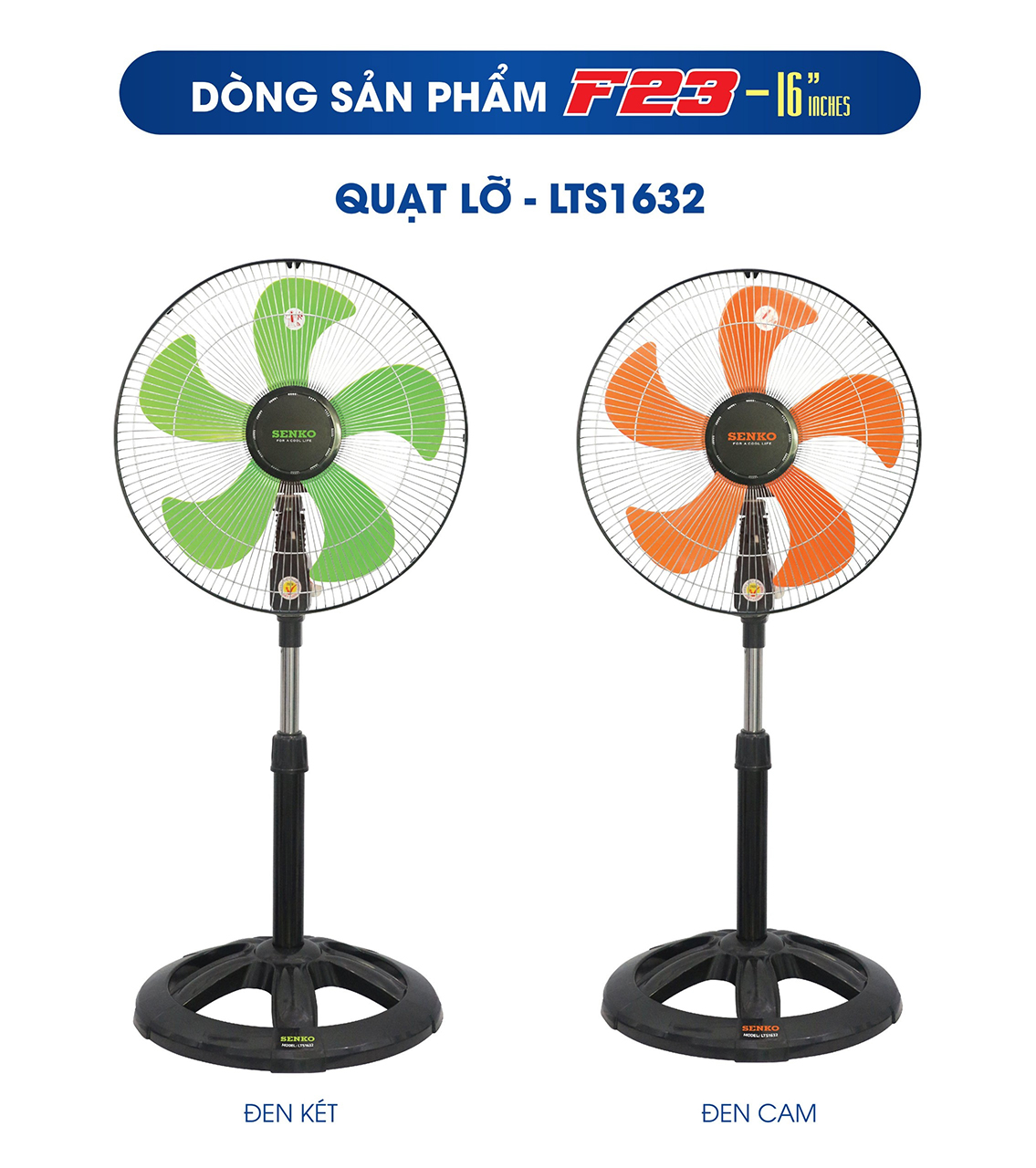 Combo thùng Quạt Lửng Thân Sắt Senko LTS1632 - Màu ngẫu nhiên - Hàng Chính Hãng