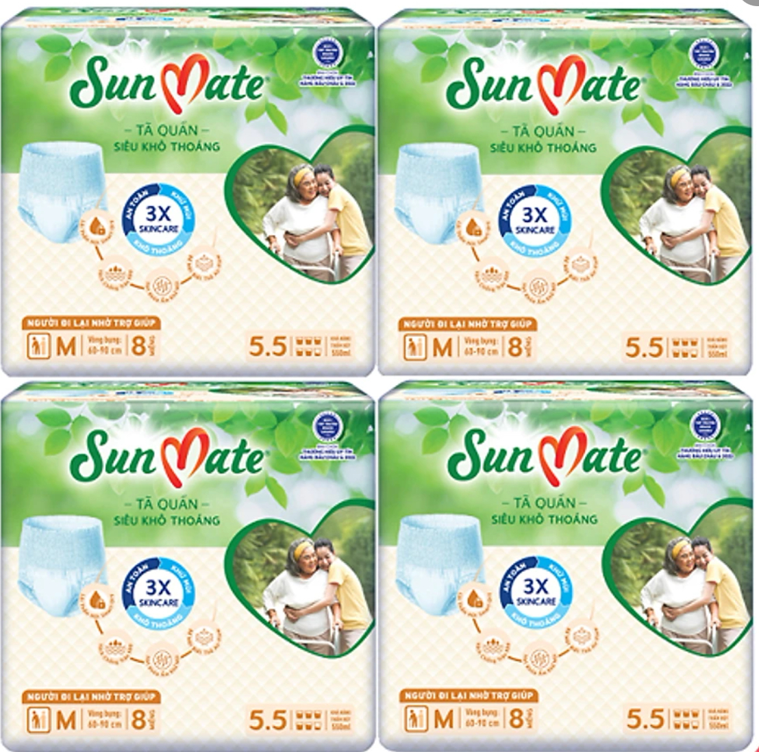 Combo 4 Gói Tã quần Sunmate M8 - Tã Quần Người Lớn -Date luôn mới