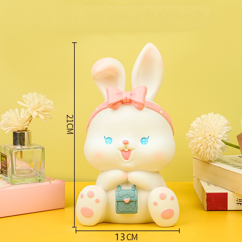 Ống Tiết Kiệm Heo Đất Thỏ Beibei Rabbit Pink,Mẫu Không Có Khe Lấy Tiền_ Hàng Chính Hãng