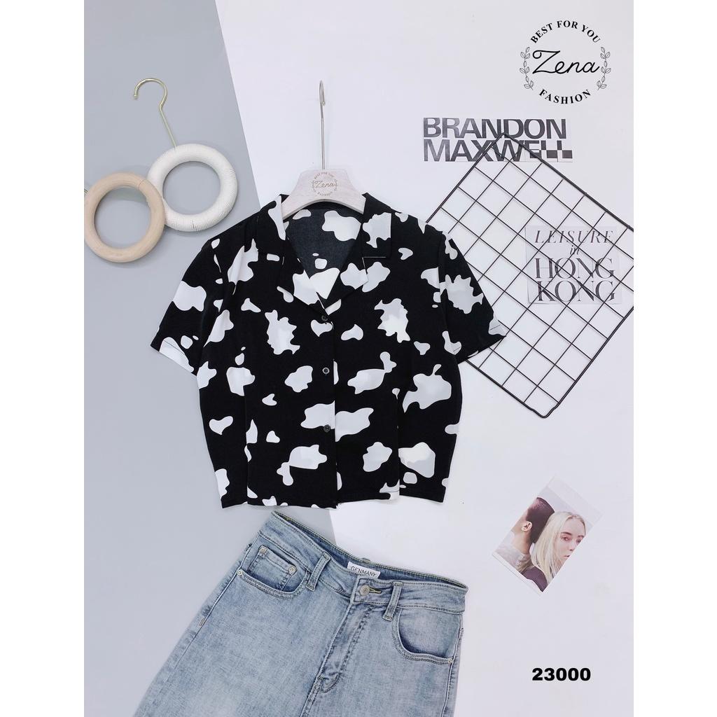 23000A23000-Sơ Mi croptop bò sữa