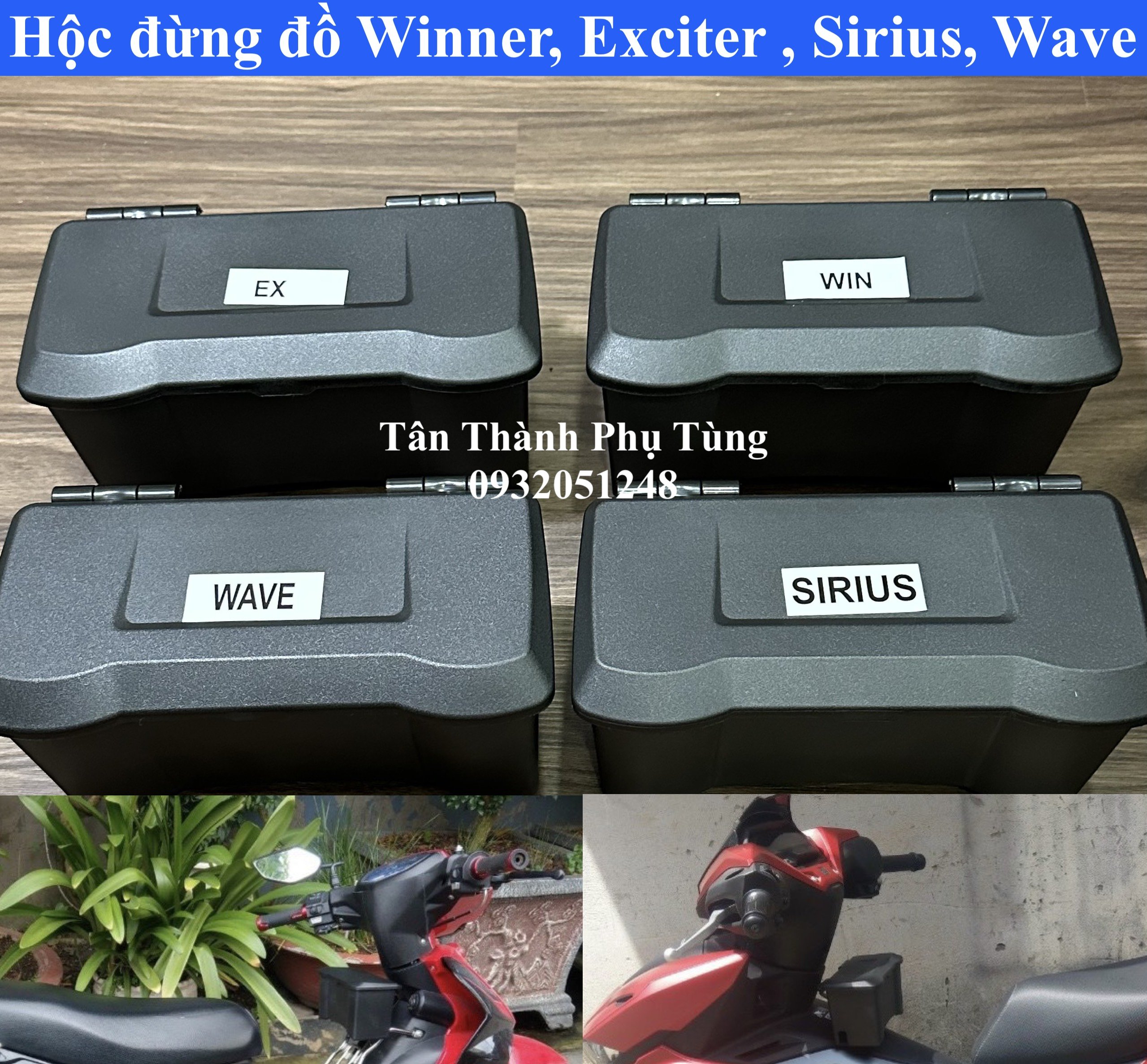 Hộc đựng đồ: dành cho Winner V1, Winner X, Exciter, Sirius , Wave kèm ốc