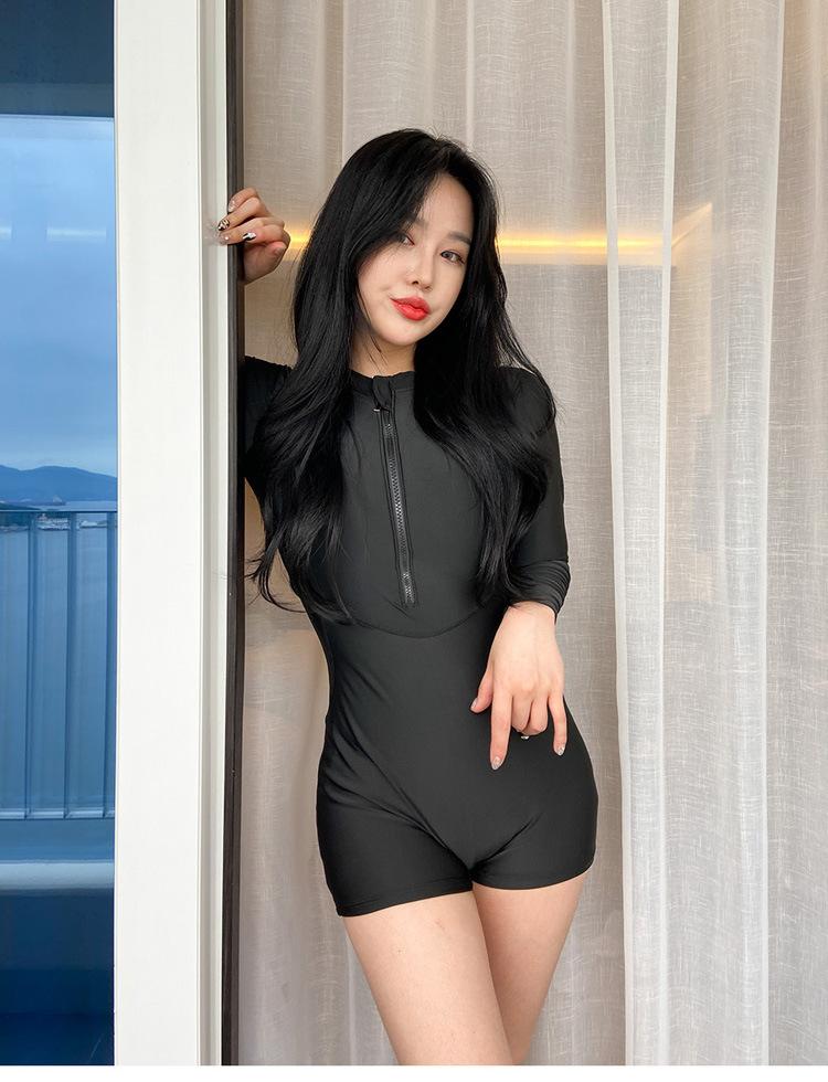 Đồ bơi nữ bikini 1 mảnh kín đáo dài tay bikini liền mảnh quần đùi trong chống nắng áo tắm LM010