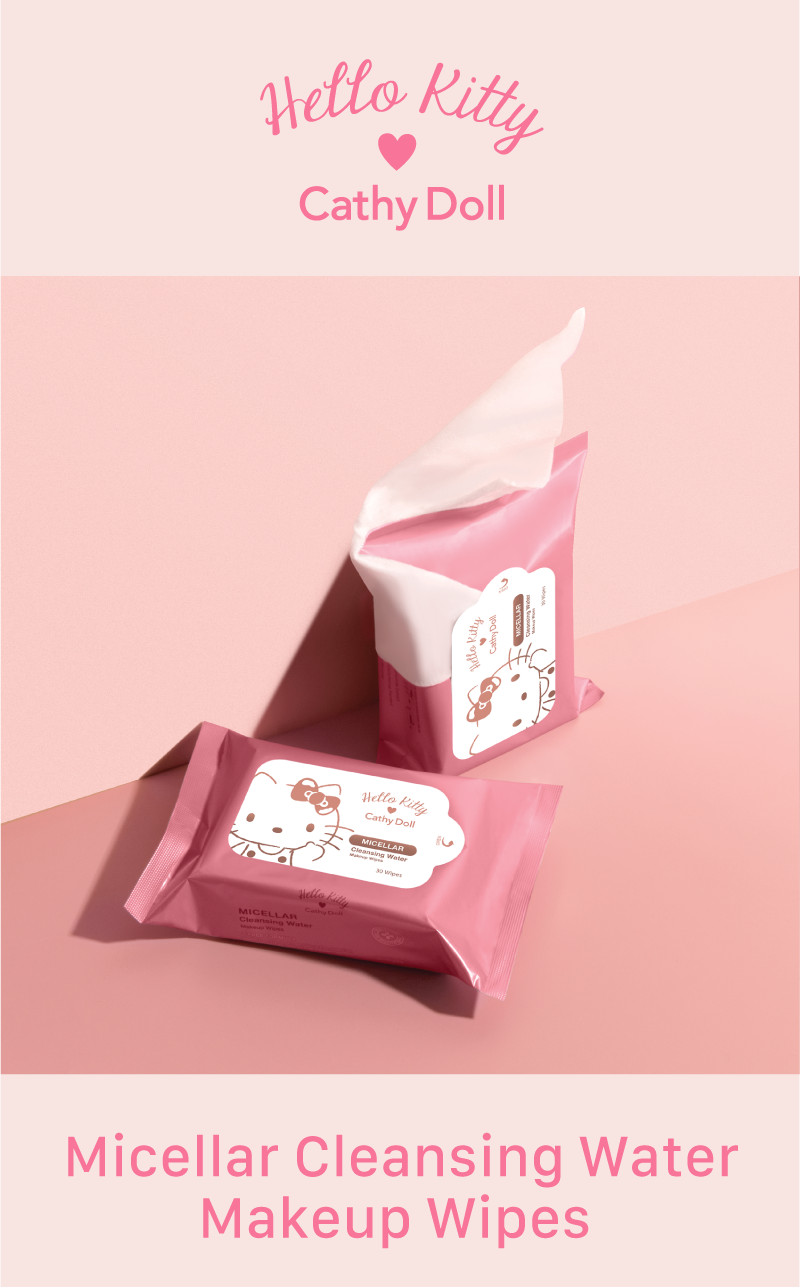 Combo 2 Gói Khăn giấy tẩy trang Hello Kitty Cathy Doll Micellar Cleansing Water Makeup Wipes (30 miếng x 2 gói)