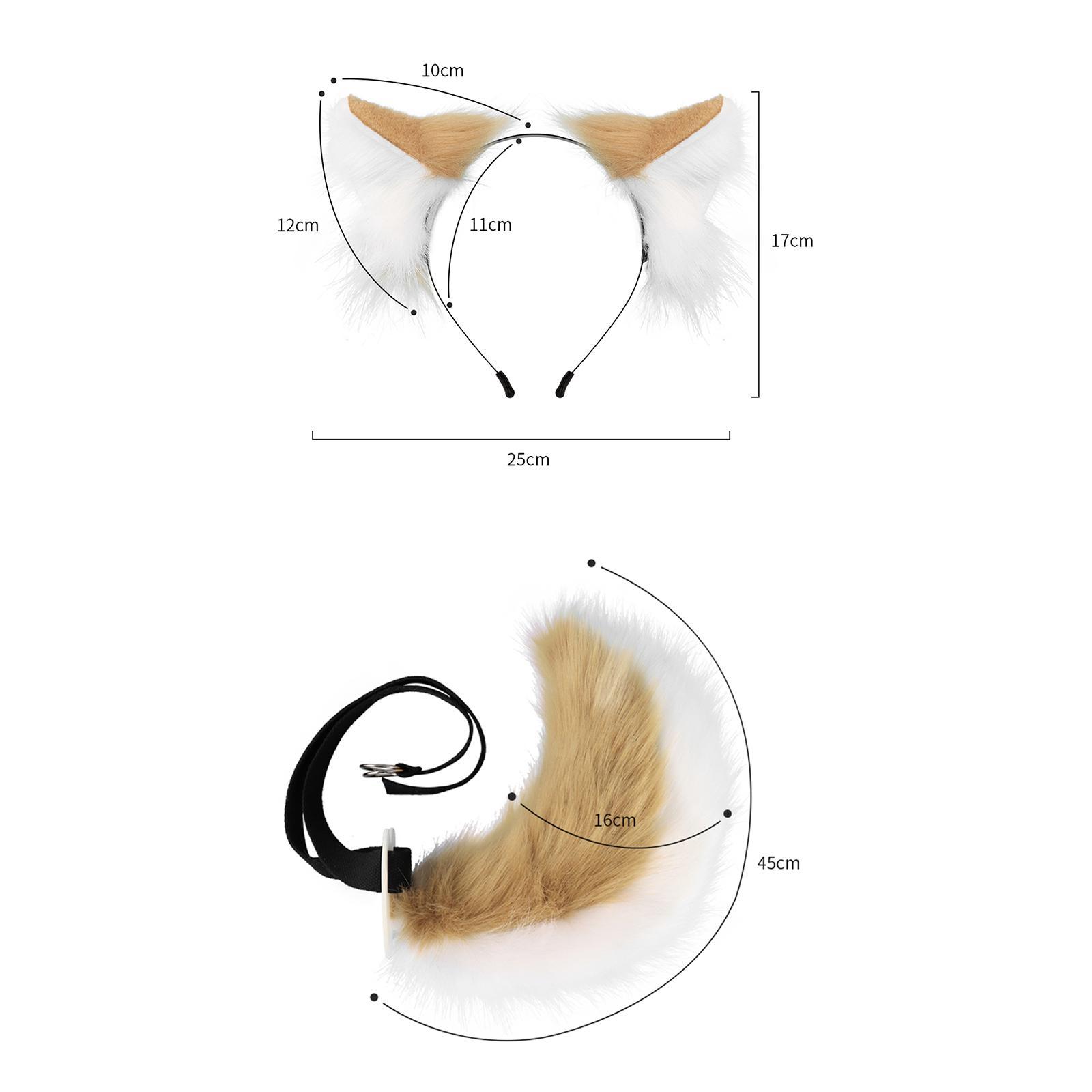 Cats Ears and Long Tail Decor Dress up Plush Hair Hoop Cosplay Set for Children Adults Party Carnival