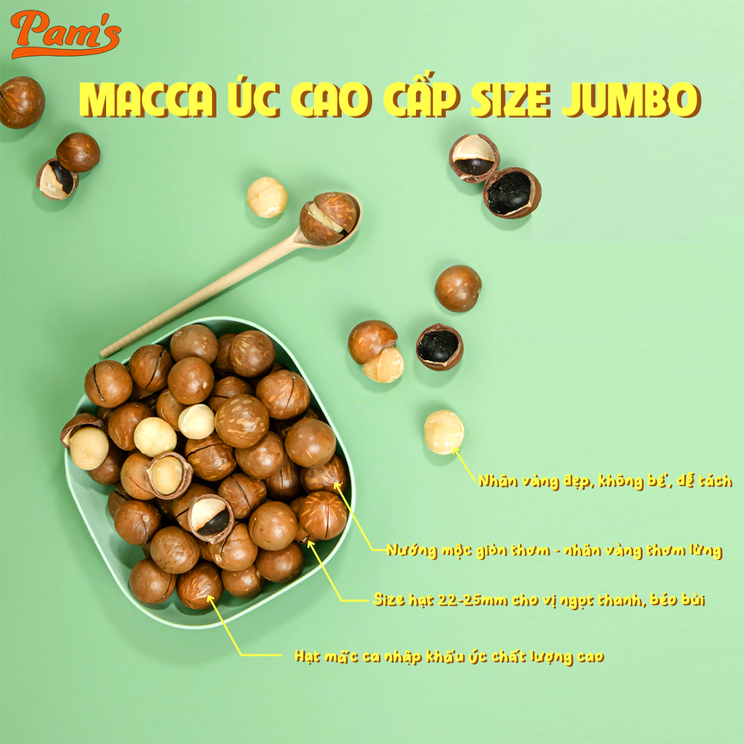 Combo hạnh nhân Mỹ + Macca nhập khẩu Úc Pam's - Sấy chín giòn thơm, nguyên vị