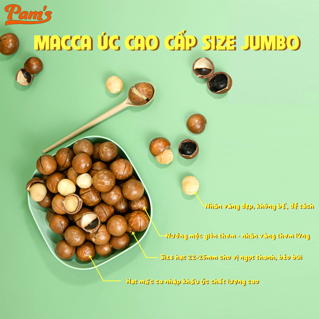 Hạt Macca Úc Nứt Vỏ Pams Macca Hữu Cơ Nhập Khẩu Úc, Hạt A Size 25-28