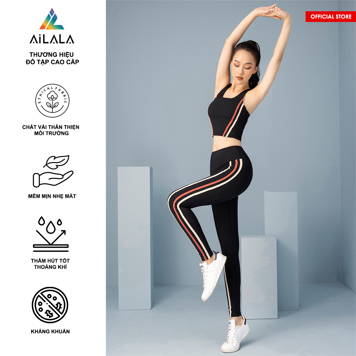 Bộ quần áo thể thao nữ AiLALA LUX01, Đồ tập Yoga Gym Pilates, chất vải Hi-tech cao cấp