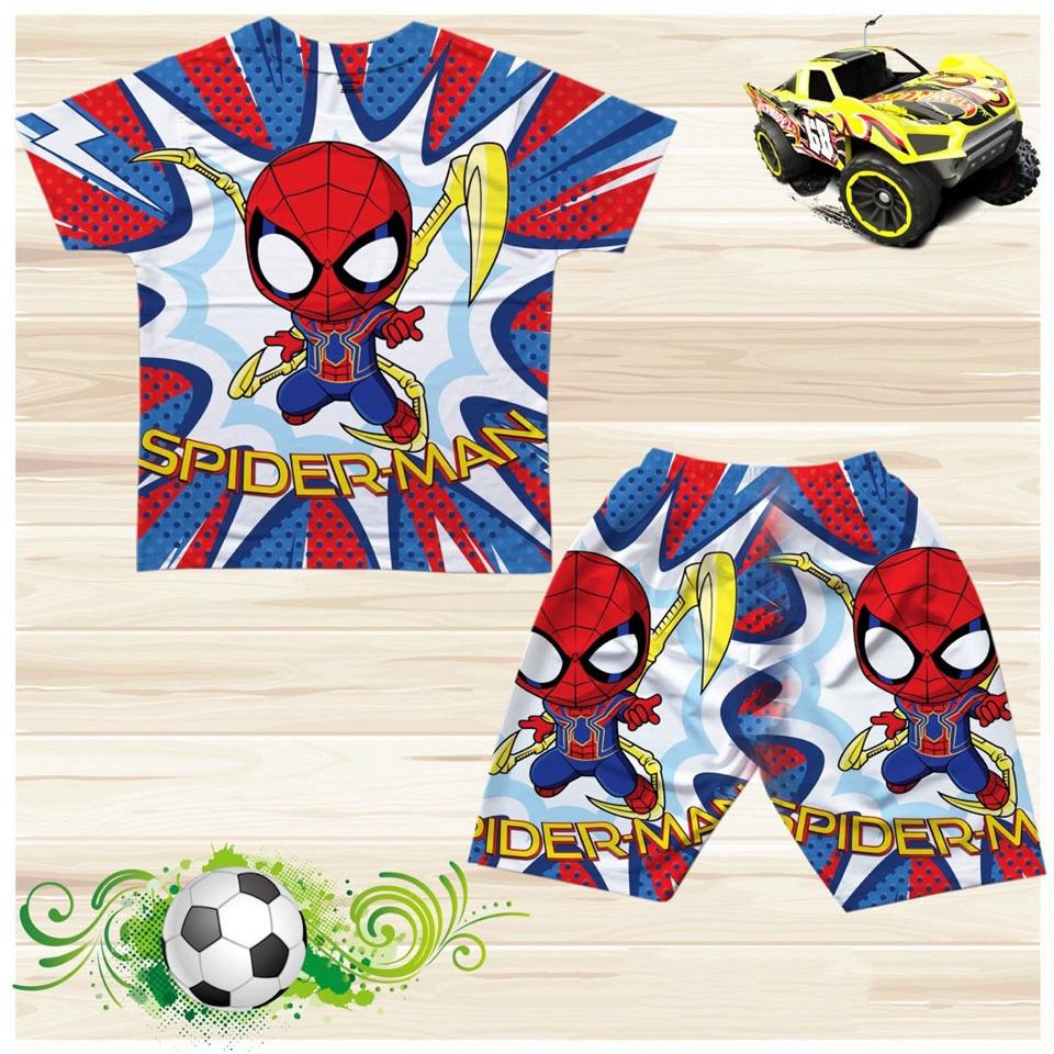 Bộ thun cotton lạnh mềm mát loại 1 họa tiết paw patrol spiderman siêu nhân bé trai