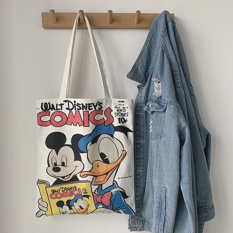 Túi Tote Vải Canvas Nữ Ulzzang Hot Trend Kita Unisex - Mẫu Vịt DoNan Trắng