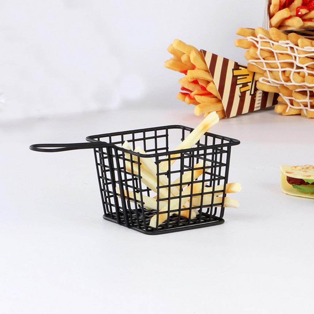 Metal Iron Mesh Strainer Fry Basket Kitchen Colander Sifter Black S