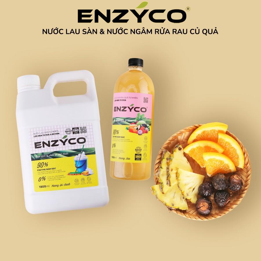 Combo Nước Lau Sàn Và Nước Ngâm Rau Củ ENZYCO 90% Enzyme Sinh Học Từ Dứa Và Bồ Hòn 바닥청소용 세제 Floor cleaner
