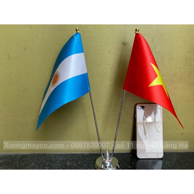 Cờ để bàn Việt Nam - Argentina đế đôi inox