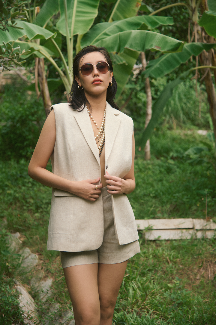 Áo Blazer Oversized Linen Lanh TOP219 thời trang thiết kế Hity