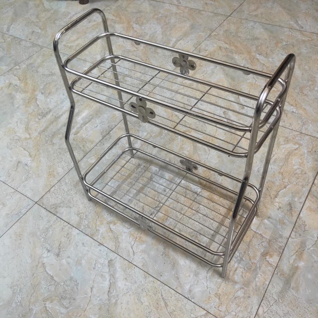 Kệ Inox đựng gia vị 2 tầng ống mới bản to