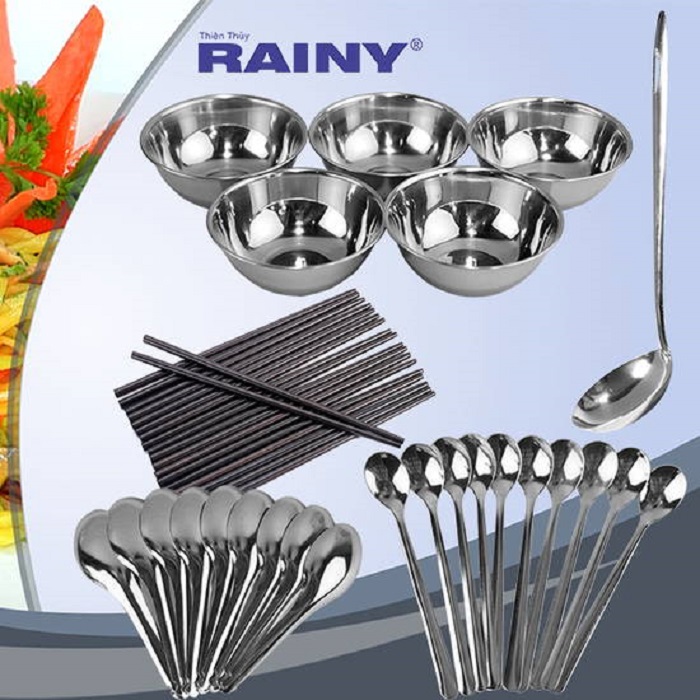 Bộ Dụng Cụ Nhà Bếp Inox Rainy 60 Món - Hàng Chính Hãng