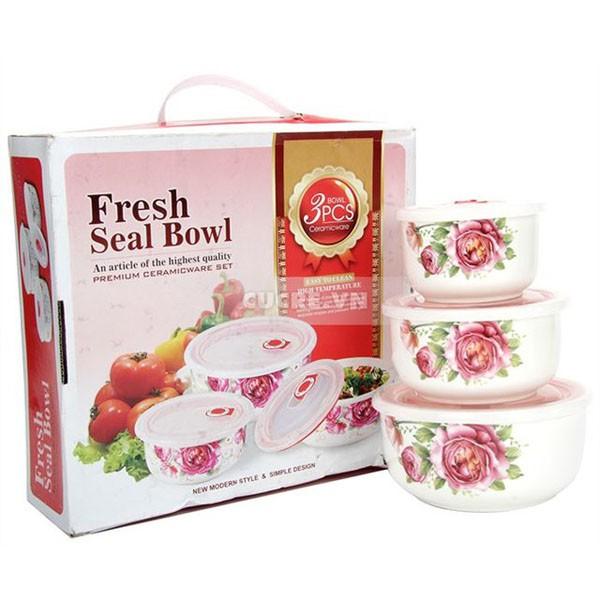 Bộ 3 bát sứ lạnh không tai cao cấp