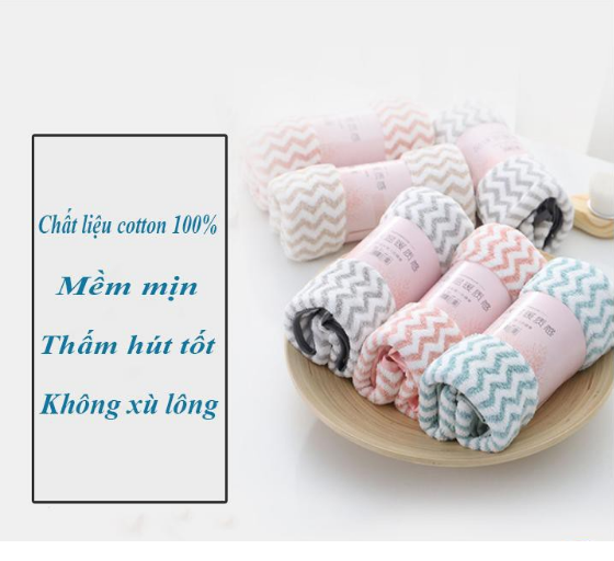 Combo Khăn mặt lông mịn xuất Hàn sọc kẻ siêu mềm mại 30x50cm