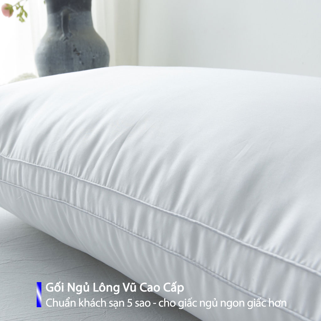 Gối Ngủ Lông Vũ Cao Cấp Gối Ngủ Kê Cổ Chống Mỏi Cổ Gối nằm êm ái, mềm mịn, kháng khuẩn- Chuẩn Khách Sạn 5 Sao