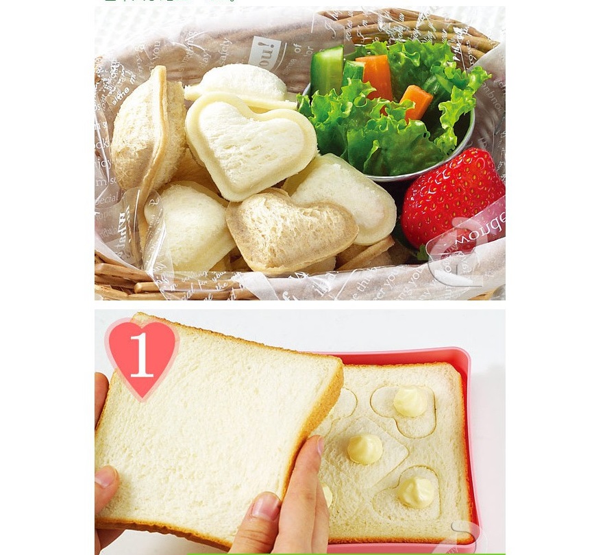 KHUÔN ÉP BÁNH MÌ SANDWICH HÌNH TRÁI TIM, HÌNH VUÔNG MINI