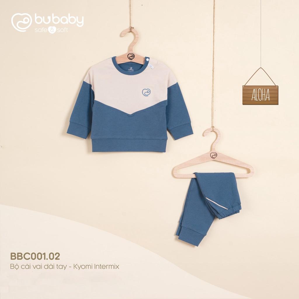 Bộ dài tay bamboo cotton Bu, Bubaby Kyomi intermix BBC001.02 cho bé 6m - 4Y - Blue - be