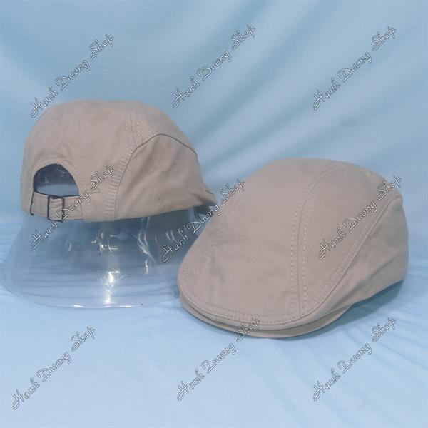 Nón mỏ vịt nón beret có nút đóng ở kết có khóa tăng giảm size dành cho người lớn không có logo - Kem Đậm